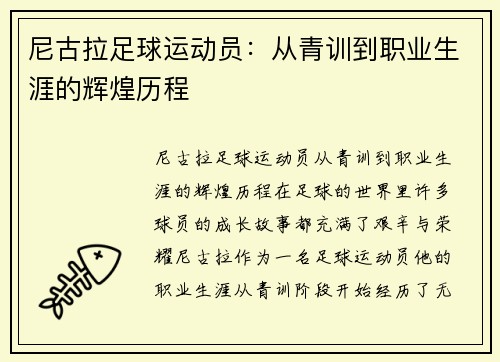 尼古拉足球运动员:从青训到职业生涯的辉煌历程